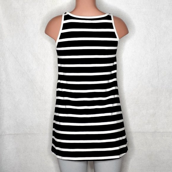 Hard Rock Cafe London High Low Sleeveless Tunic Tee Top Tropical Striped - Picture 2 of 3